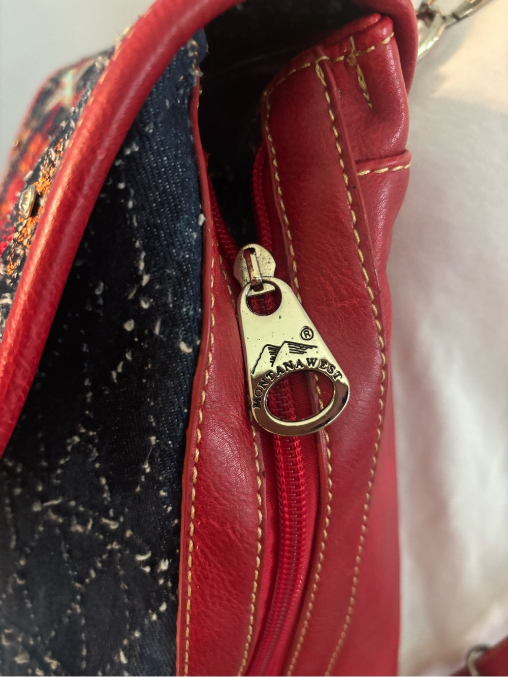 Montana West 4th of July Colors Navy Embroidered Backpack with Red Trim - Picture 6 of 6